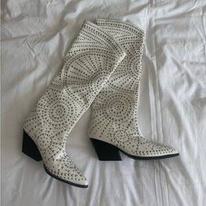 Billini White Studded Over the Knee Boots